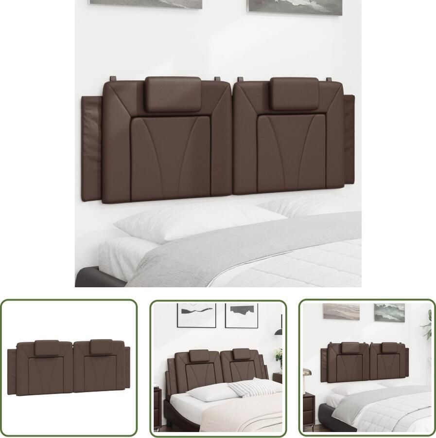 The Living Store Luxe Hoofdbordkussen 120 x 49 cm Duurzaam Kunstleer Brown Gevuld met Schuim Hoofdkussen Hoofdboardkussen Lederlook Bruine Bank Loungebank