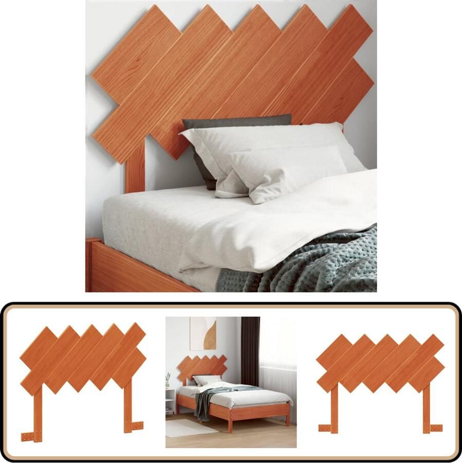 VidaXL Hoofdbord 100 cm massief grenenhout Hoofd Bord Hoofdborden Grenenhout Massief Hout Bruine Kleuren Slaapkamers Beddecoratie Vintage Style Landelijk Interieur Comfortabel Modern Minimalistisch