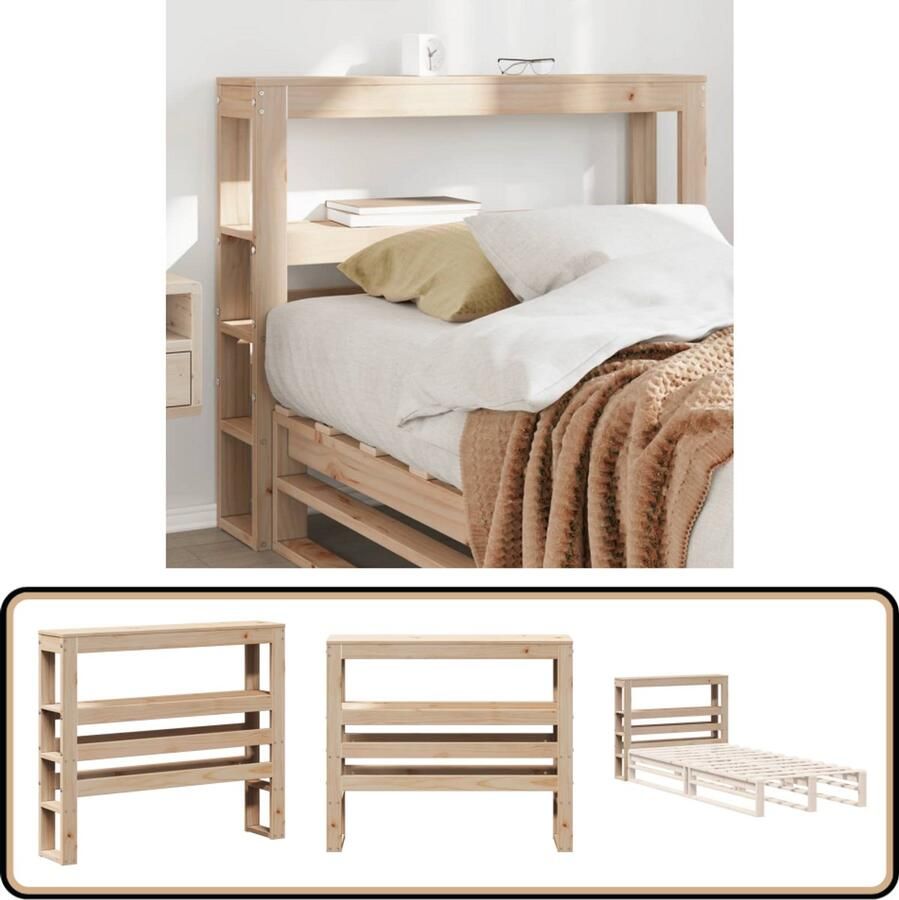 VidaXL Hoofdbord 100 cm Massief Grenenhout Hoofdbord Beddecoratie Houten Hoofdbord Slaapkamer Decoratie