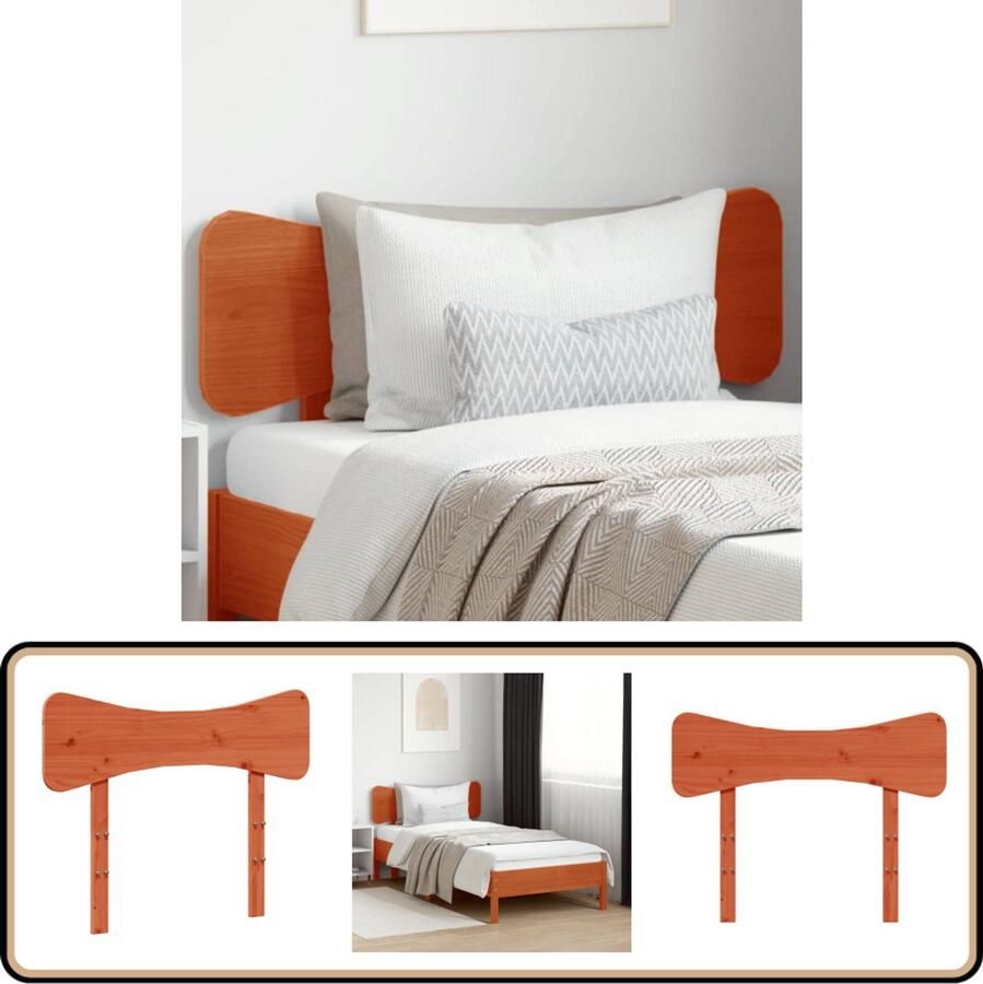 VidaXL Hoofdbord 100 cm Massief Grenenhout Wasbruin Hoofd Bord Beddecoratie Hoofdbord Hout Grenenhout Wast Bruine Meubels
