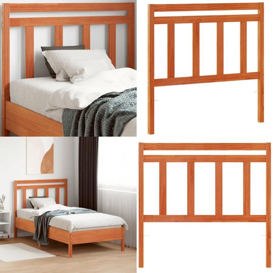 VidaXL Hoofdbord 100 cm massief grenenhout wasbruin Hoofdbord Hoofdborden Bed Hoofdbord Bedhoofdbord - Foto 4