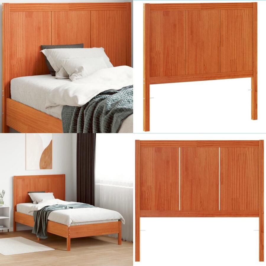 VidaXL Hoofdbord 100 cm massief grenenhout wasbruin