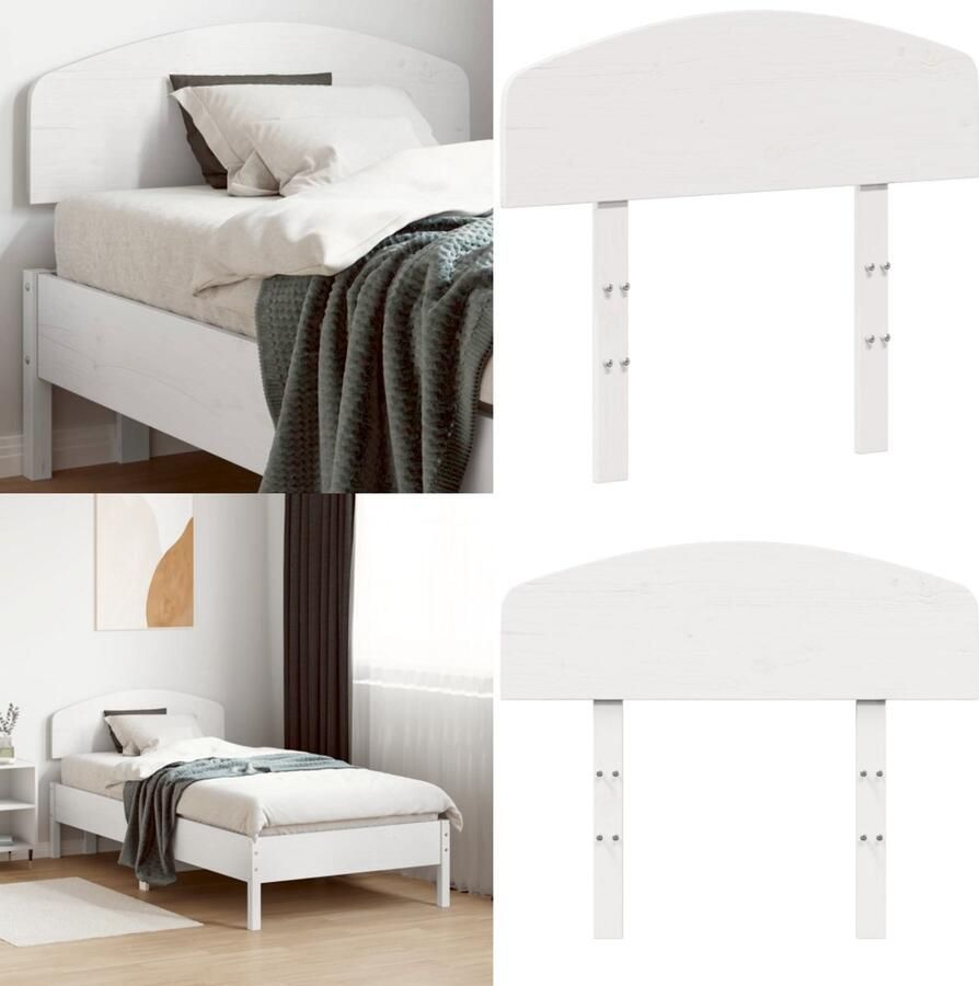 VidaXL Hoofdbord 100 cm massief grenenhout wit Hoofdbord Hoofdborden Bed Hoofdbord Bedhoofdbord
