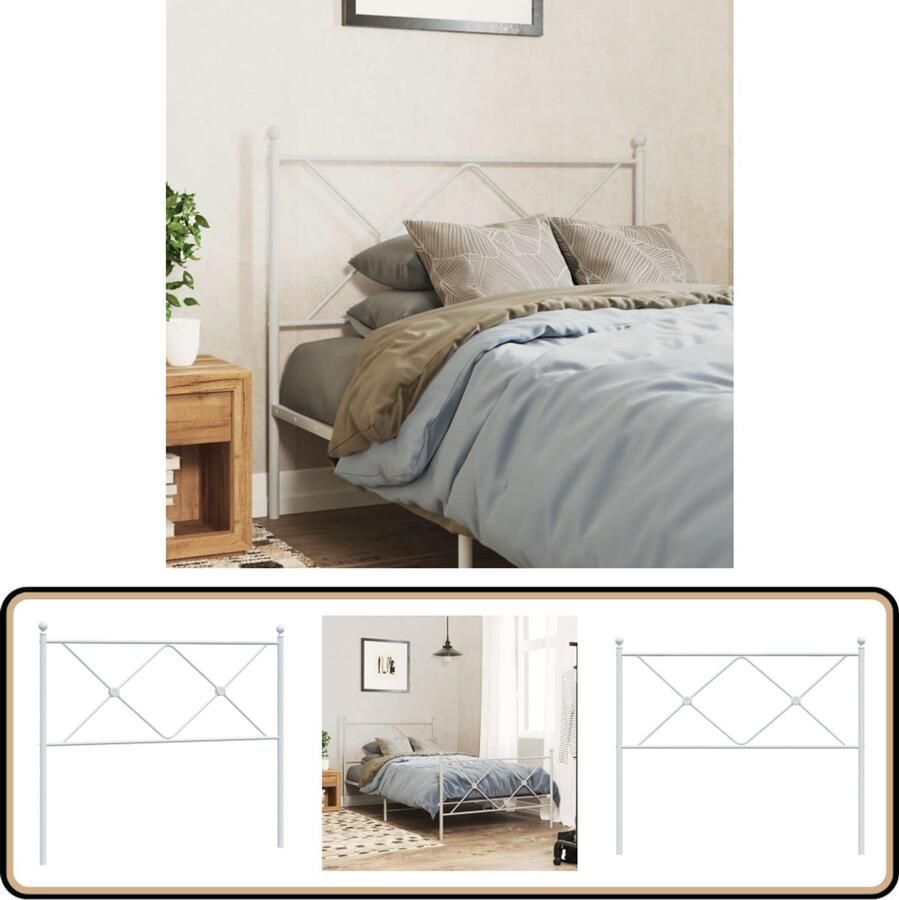 VidaXL Hoofdbord 100 cm metaal wit Hoofd Bord Hoofdbord Bed Hoofdbord Bedhoofdbord Staal Hoofdbord Wit Hoofdbord 100 Cm Hoofdbord Slaapkamer Decoratie Luxe Hoofdbord Minimalistisch Hoofdbord