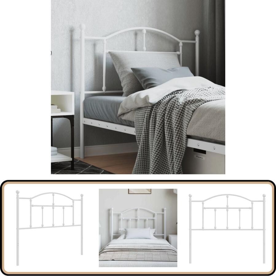 VidaXL Hoofdbord 100 cm metaal wit Hoofdbord Hoofd Bord Beddecoratie Slaapkamers Slaapkamer Accessoires Houten Hoofdbord Modern Hoofdbord Klassiek Hoofdbord Staal Hoofdbord