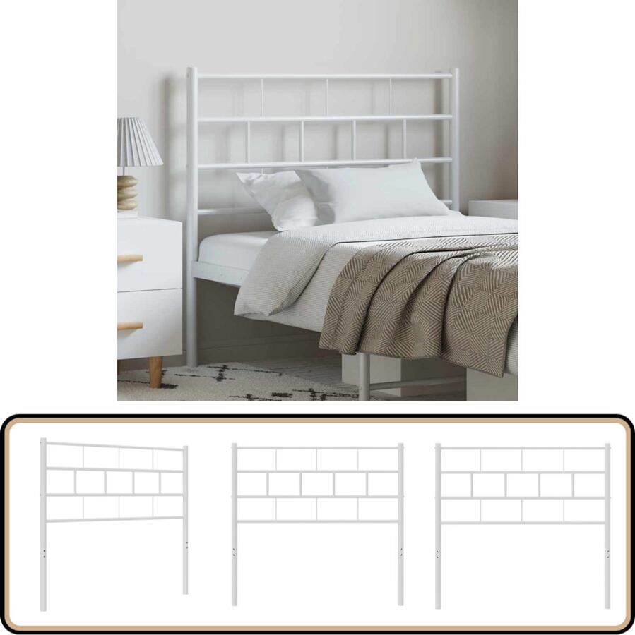 VidaXL Hoofdbord 100 cm metaal wit Hoofdbord Hoofdboard Bedhoofd Metalen Hoofdbord Wit Hoofdbord Comfortabel Hoofdbord Robuust Hoofdbord