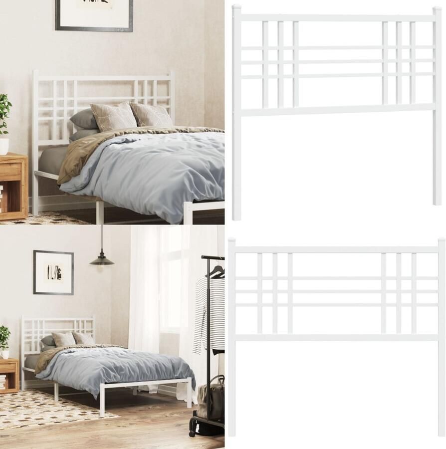 VidaXL Hoofdbord 100 cm metaal wit Hoofdbord Hoofdborden Bed Hoofdbord Bedhoofdbord