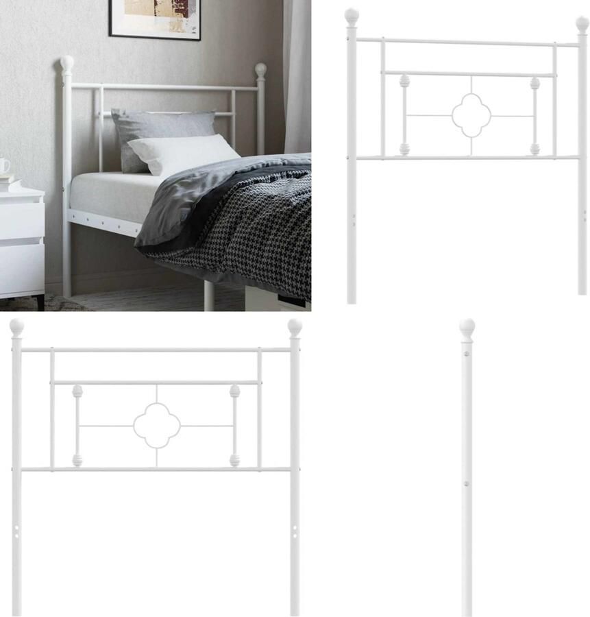 VidaXL Hoofdbord 100 cm metaal wit Hoofdbord Hoofdborden Bed Hoofdbord Bedhoofdbord