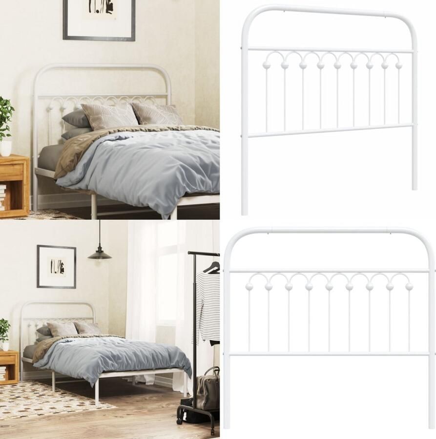 VidaXL Hoofdbord 100 cm metaal wit Hoofdbord Hoofdborden Bed Hoofdbord Bedhoofdbord - Foto 2