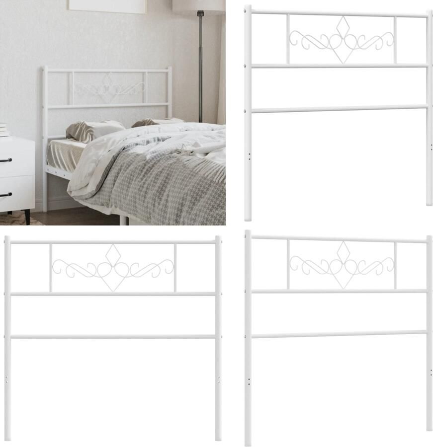 VidaXL Hoofdbord 100 cm metaal wit Hoofdbord Hoofdborden Hoofdbord Bed Hoofdeinde Bed