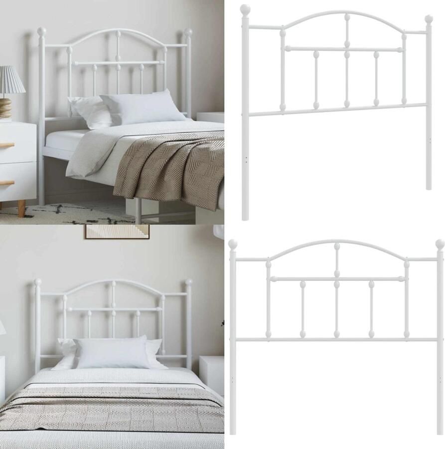 VidaXL Hoofdbord 100 cm metaal wit Hoofdbord Hoofdborden Hoofdeinde Metalen Hoofdbord