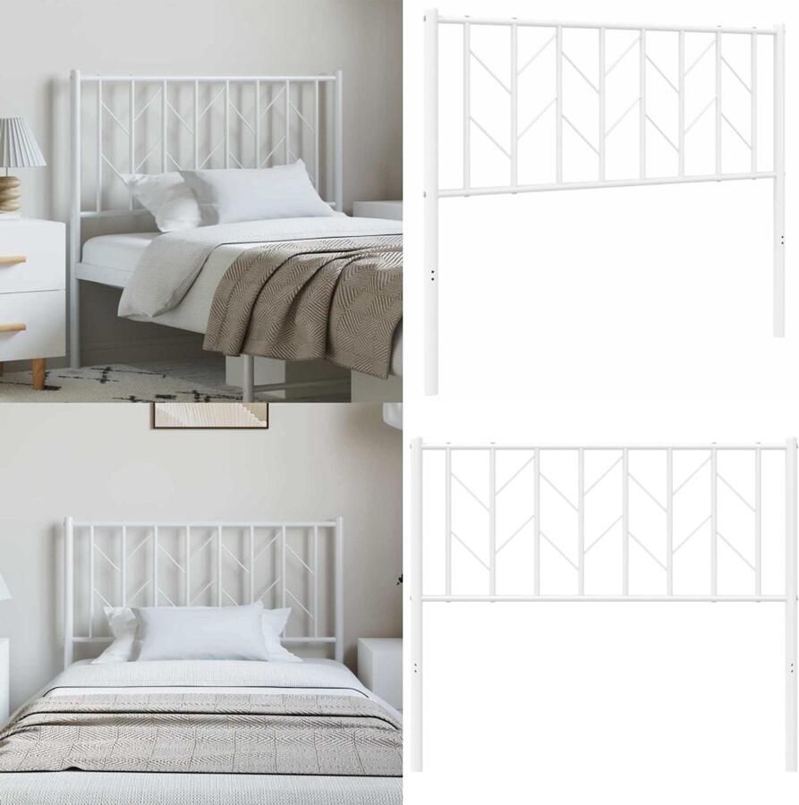 VidaXL Hoofdbord 100 cm metaal wit Hoofdeinde Hoofdeinden Hoofdeinde Bedhoofdeinde