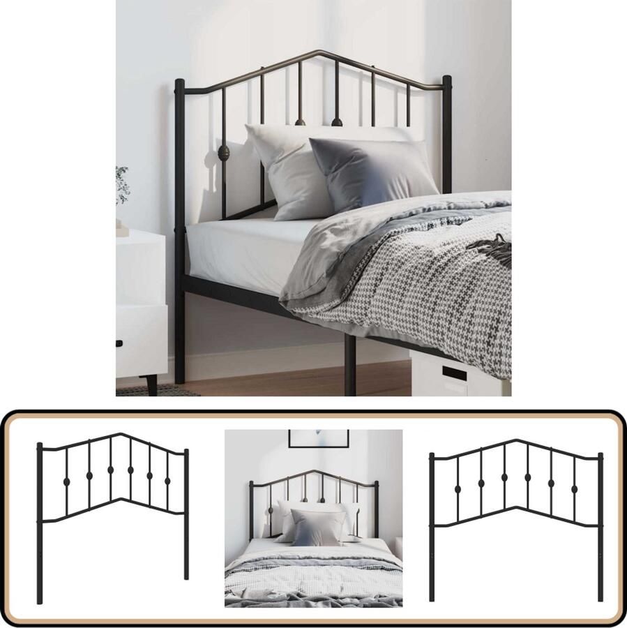 VidaXL Hoofdbord 100 cm Metaal Zwart Hoofdbord Beddecoratie Metalen Hoofdbord Zwarte Hoofdbord 100 Cm Staal Hoofdbord Klassiek Hoofdbord Moderne Hoofdbord