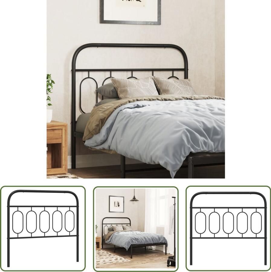 VidaXL Hoofdbord 100 cm metaal zwart Hoofdbord Hoofdbekleding Beddecoratie Staal Zwart Modern Minimalistisch Klassiek Comfortabel Leeshoek Tv Hoek Slaapkamervloerisolator
