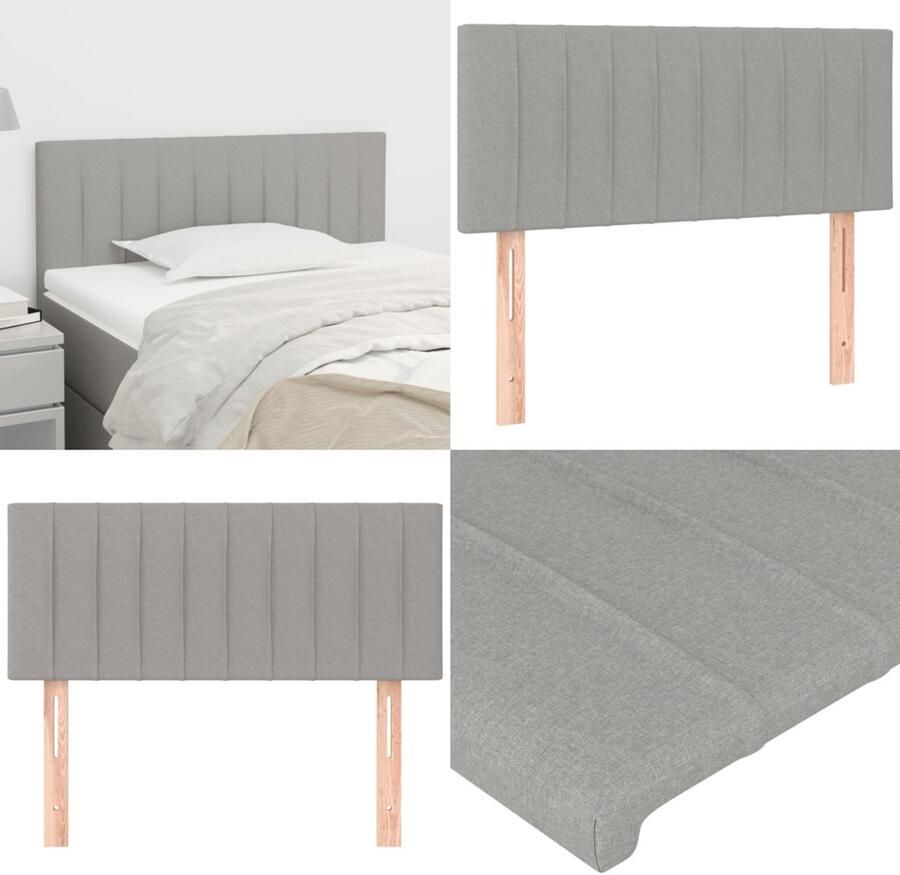 VidaXL Hoofdbord 100 x 5 x 78 88 cm stof lichtgrijs Hoofdbord Hoofdborden Hoofdeinde Houten Hoofdbord