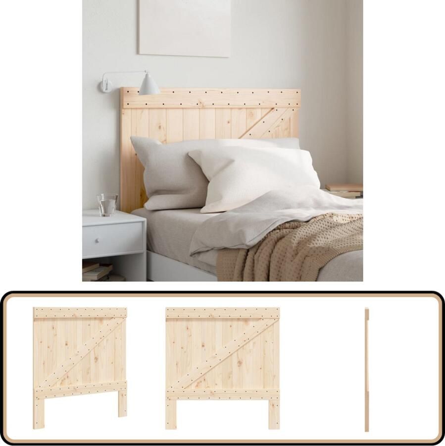 VidaXL Hoofdbord 100x104 cm Massief Grenenhout Houten Hoofdeinde Hoofd Bord Grenenhout Hoofdeinde Rustic Headboard Vintage Hoofdeinde Slaapkamervloerisolator Beddecoratie Bruine Hoofdeinde