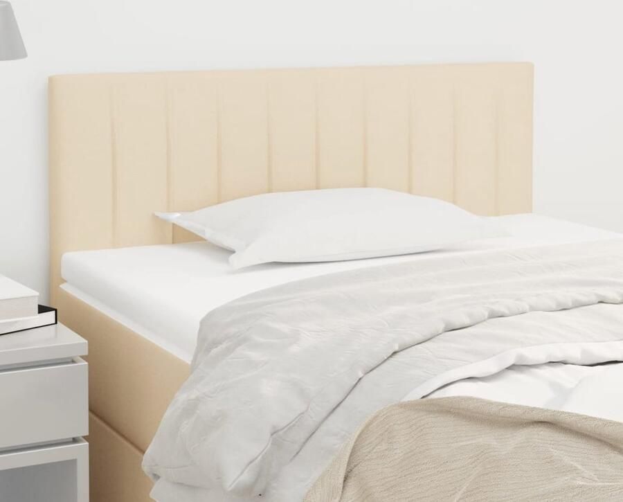 VidaXL Hoofdbord 80x5x78 88 cm Crèmekleurig Hoofd Bord Hoofdkussen Beddecoratie Slaap Accessoires Bedroom Decor Creme Kleuren Stoffen Headboard Klassiek Design Comfortabel Leeshoek Tv Hoek Luxe Slaapkamer - Foto 2