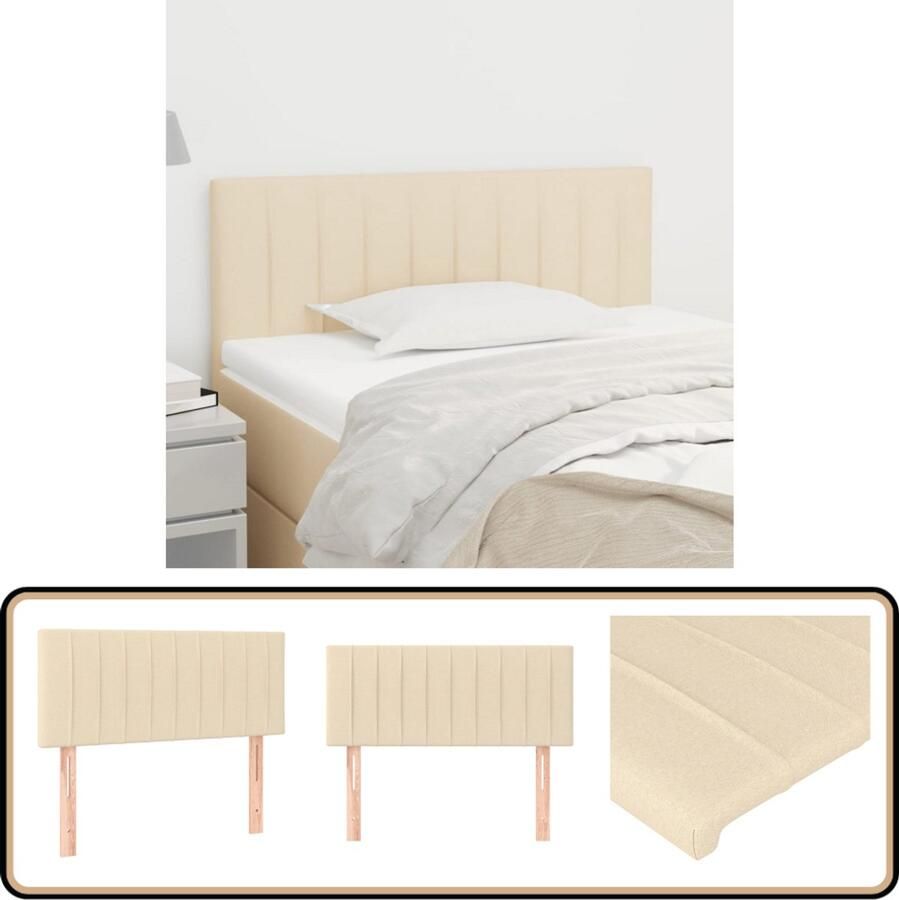 The Living Store Hoofdbord 100x5x78 88 cm stof crèmekleurig Hoofd Bord Hoofdkussen Beddecoratie Stoffen Hoofdbord Creme Kleur