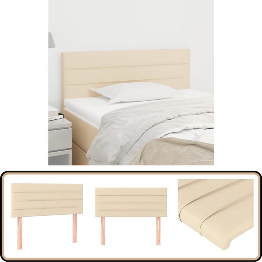 The Living Store Luxe Hoofdbord Crème 100 x 5 x 78 88 cm Verstelbare Hoogte Hoofd Bord Hoofdkussen Beddecoratie Luxe Bed Creme Kleurige Kamer