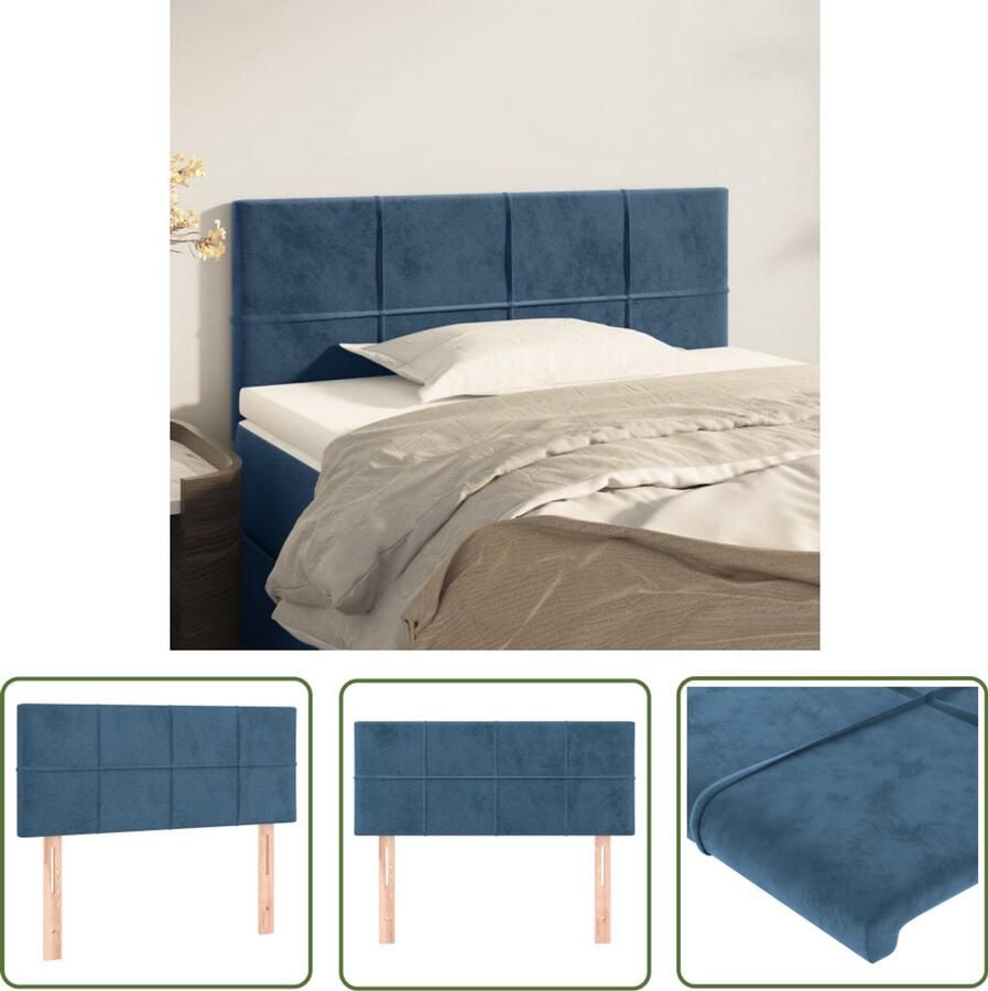 VidaXL Hoofdbord 100x5x78 88 cm Fluweel Donkerblauw Hoofd Bord Hoofdkussen Beddecoratie Velvet Blauw Luxe Comfort