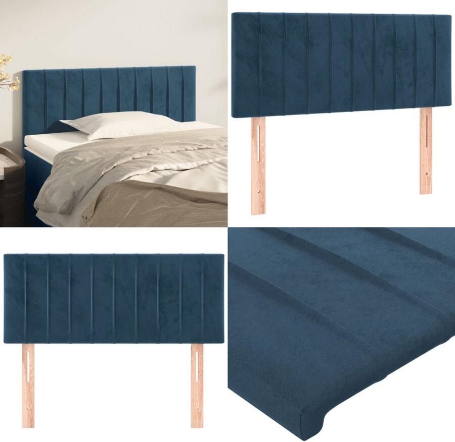 VidaXL Hoofdbord 100x5x78 88 cm fluweel donkerblauw Hoofdbord Hoofdborden Hoofdeinde Houten Hoofdbord