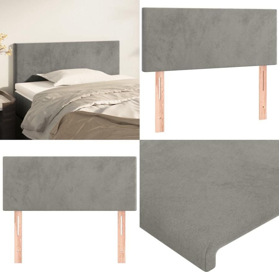 VidaXL Hoofdbord 80x5x78 88 cm fluweel lichtgrijs Hoofdbord Hoofdborden Hoofdeinde Houten Hoofdbord - Foto 2