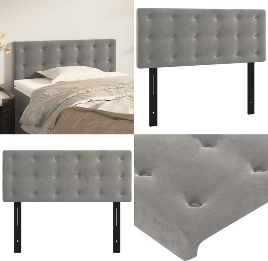 VidaXL Hoofdbord 100x5x78 88 cm fluweel lichtgrijs Hoofdbord Hoofdborden Hoofdeinde Houten Hoofdbord