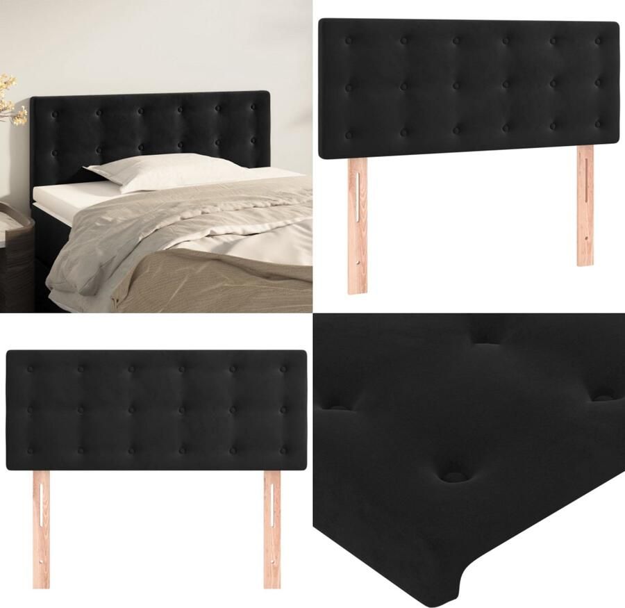 VidaXL Hoofdbord 100x5x78 88 cm fluweel zwart Hoofdbord Hoofdborden Hoofdeinde Houten Hoofdbord