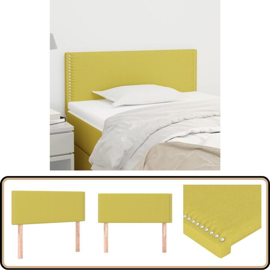 VidaXL Hoofdbord 100x5x78 88 cm Groen Polyester Klassieke Hoofdbord Bedhoofdbord Groene Hoofdbord Stoffen Hoofdbord Comfortabele Hoofdbord Adjustable Hoofdbord Leeshoek Hoofdbord