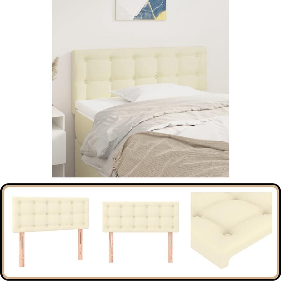 VidaXL Hoofdbord 100x5x78 88 cm Kunstleer crème Hoofd Bord Hoofdkussen Beddecoratie Klassiek Design Lederlook Creme Kleur
