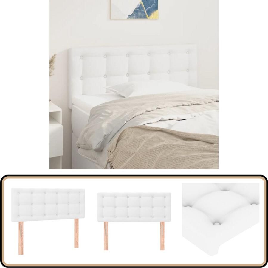 VidaXL Hoofdbord 90x5x78 88 cm Kunstleer Wit Hoofd Bord Hoofdkussen Beddecoratie Slaapkamers Bedroom Decor Leder Look Modern Headboard