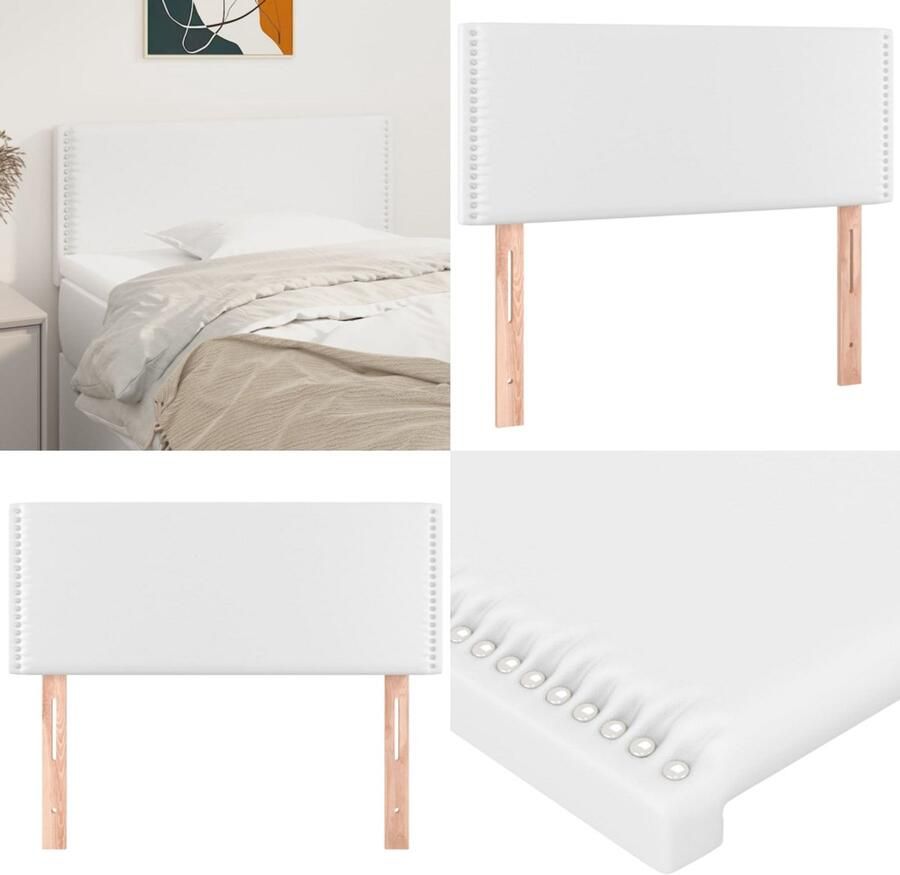 VidaXL Hoofdbord 100x5x78 88 cm kunstleer wit Hoofdbord Hoofdborden Hoofdeinde Houten Hoofdbord