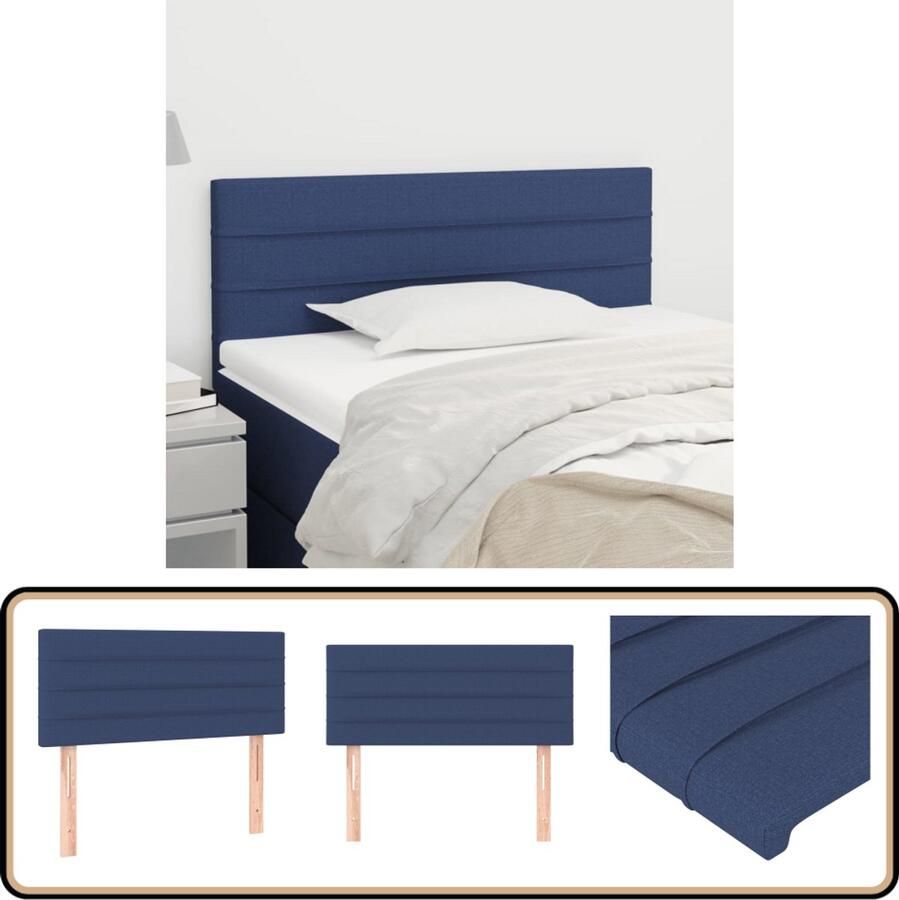 VidaXL Hoofdbord 100x5x78 88 cm Stof Blauw Hoofd Bord Hoofdkussen Beddecoratie Slaapkamers Klassiek Meubilair