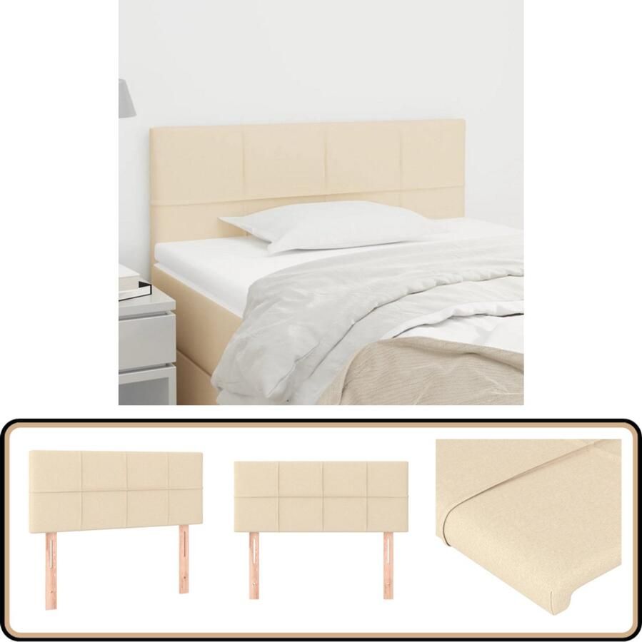 VidaXL Hoofdbord 100x5x78 88 cm Stof crèmekleurig Hoofd Bord Hoofdkussen Beddecoratie Luxe Bed Stoffen Hoofdbord