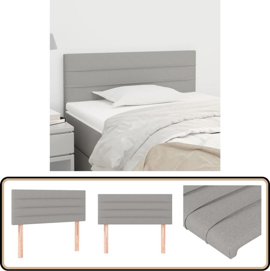VidaXL Hoofdbord 100x5x78 88 cm Stof Lichtgrijs Hoofd Bord Hoofdkussen Beddecoratie Slaapkamers Klassiek Interieur