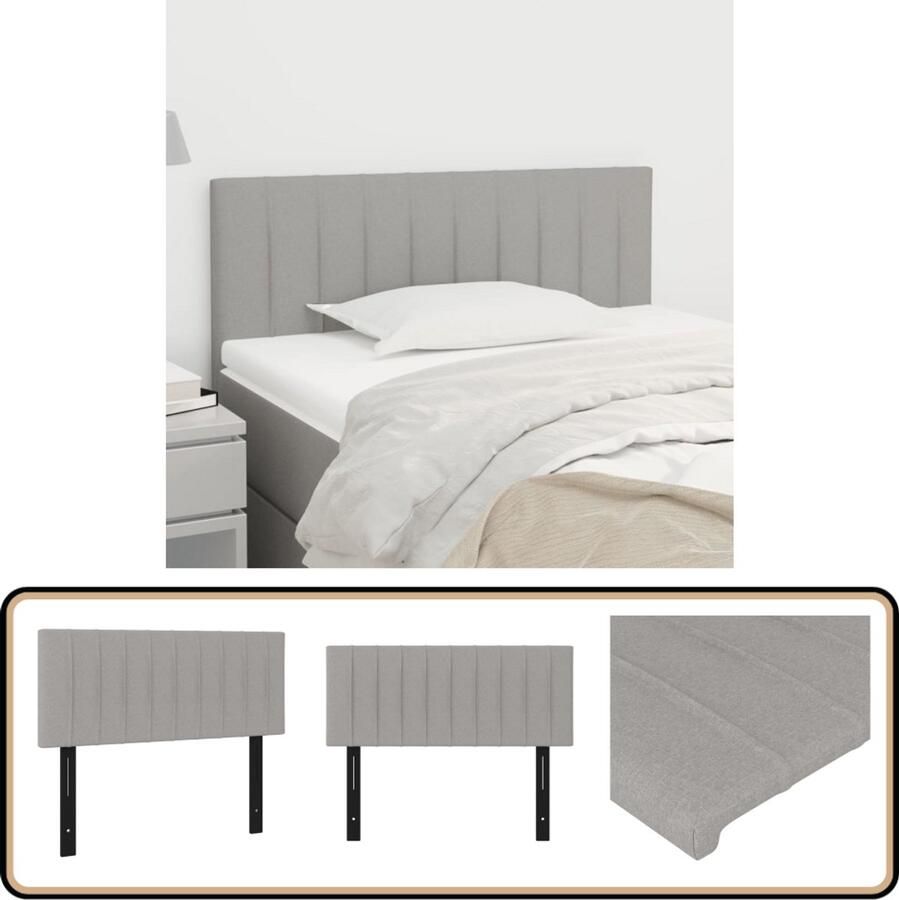 VidaXL Hoofdbord 100x5x78 88 cm Stof Lichtgrijs Hoofd Bord Slaap Kamer Decoratie Hoofdkussen Bed Frame Ligcomfort