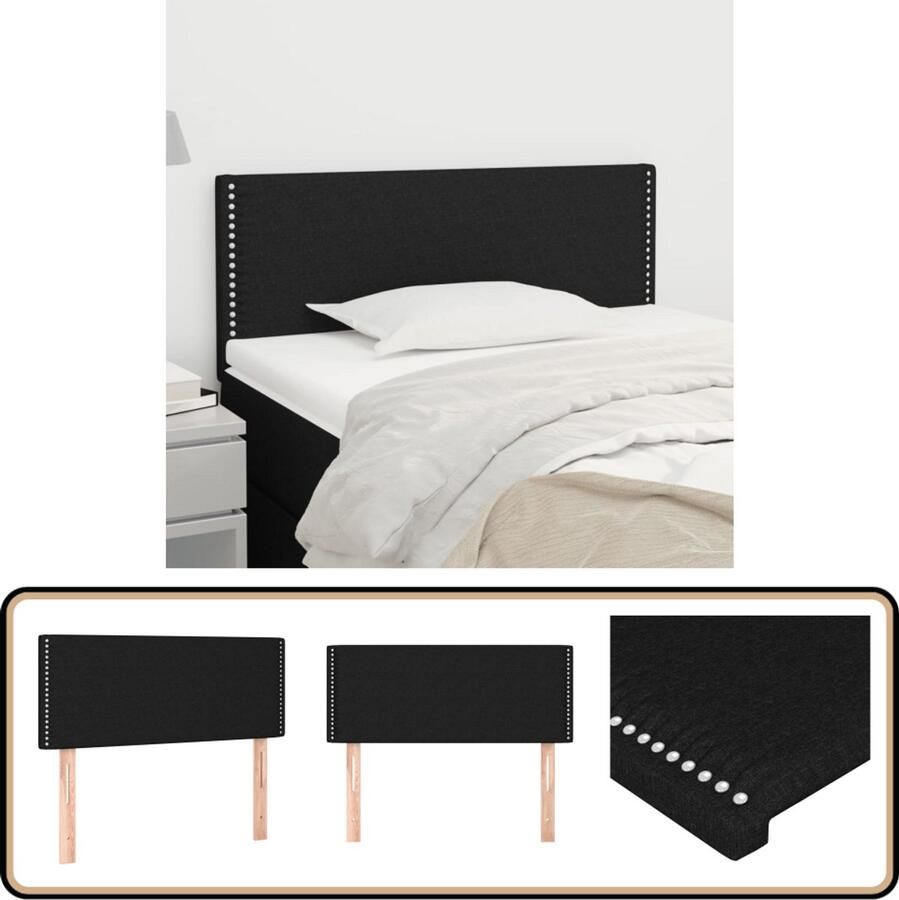 VidaXL Hoofdbord 100x5x78 88 cm Stof Zwart Hoofd Bord Hoofdkussen Beddecoratie Klassiek Hoofdbord Zwarte Hoofdbord