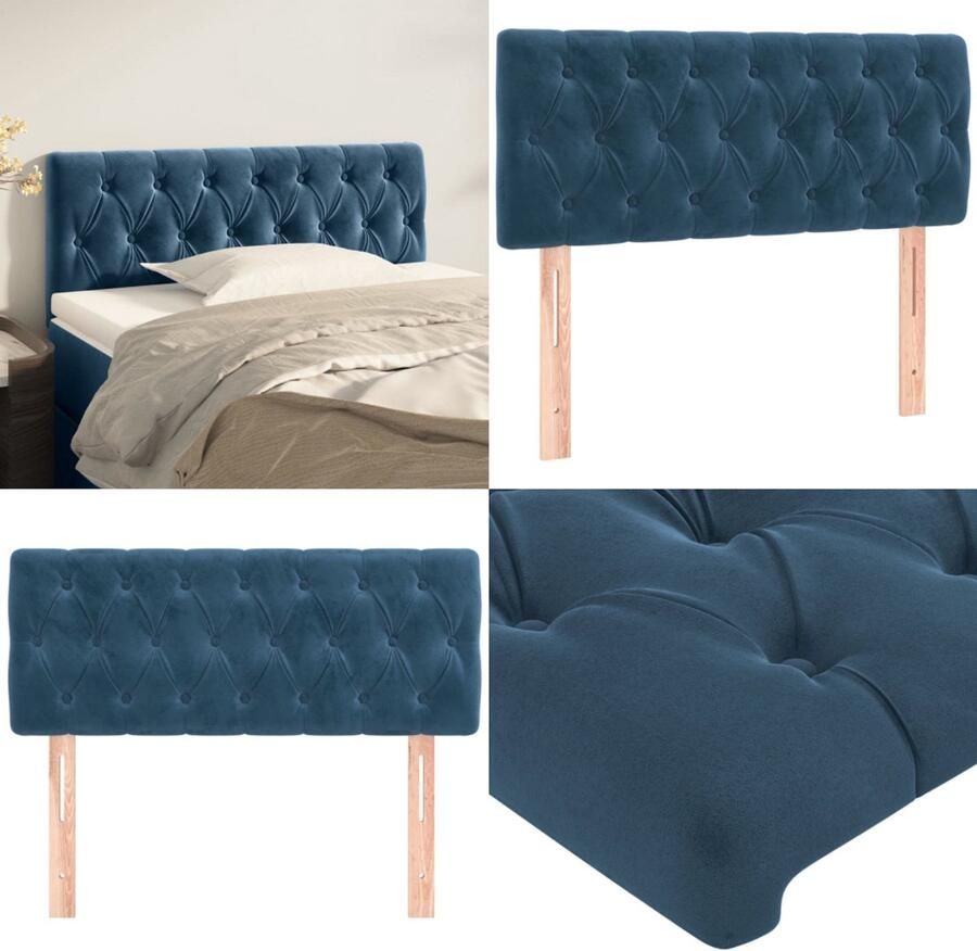 VidaXL Hoofdbord 100x7x78 88 cm fluweel donkerblauw Hoofdbord Hoofdborden Hoofdeinde Houten Hoofdbord
