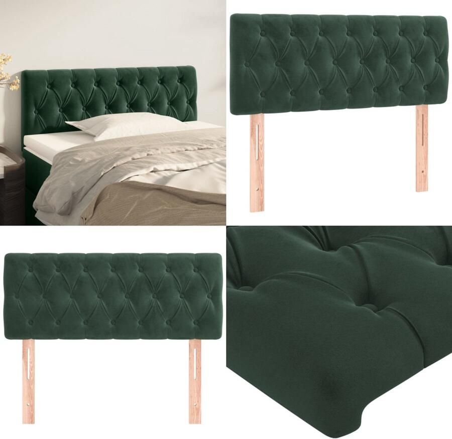 VidaXL Hoofdbord 100x7x78 88 cm fluweel donkergroen Hoofdbord Hoofdborden Hoofdeinde Houten Hoofdbord