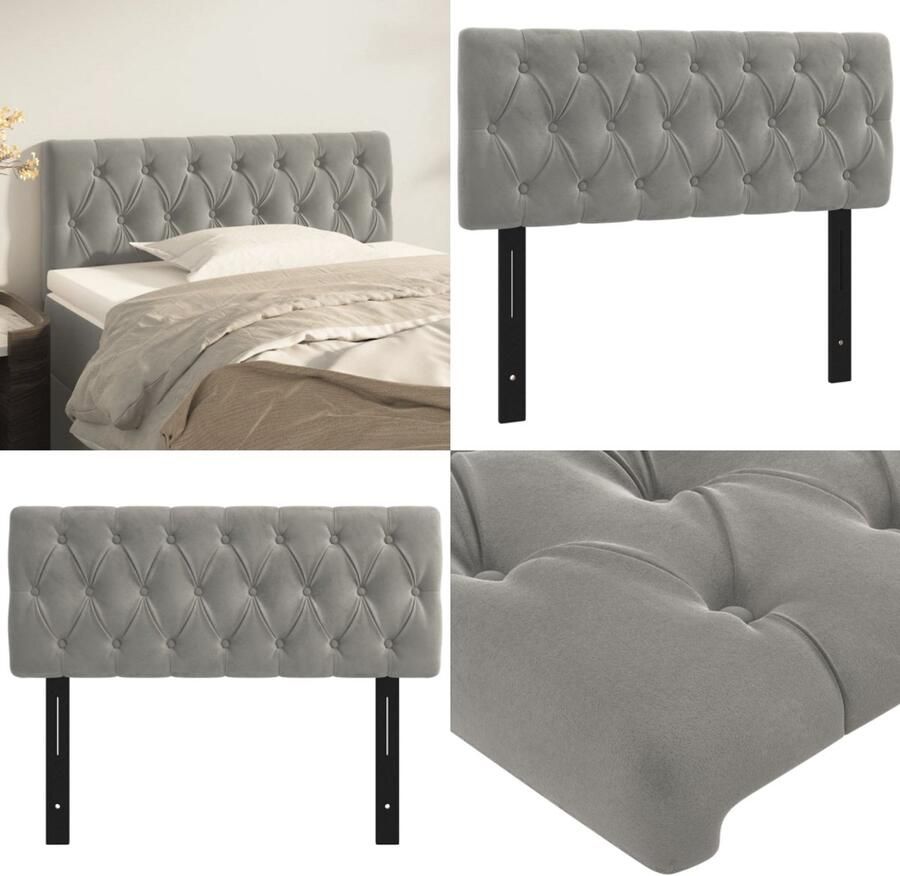 VidaXL Hoofdbord 100x7x78 88 cm fluweel lichtgrijs Hoofdbord Hoofdborden Hoofdeinde Houten Hoofdbord