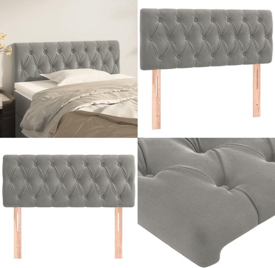 VidaXL Hoofdbord 90x7x78 88 cm fluweel lichtgrijs Hoofdbord Hoofdborden Hoofdeinde Houten Hoofdbord