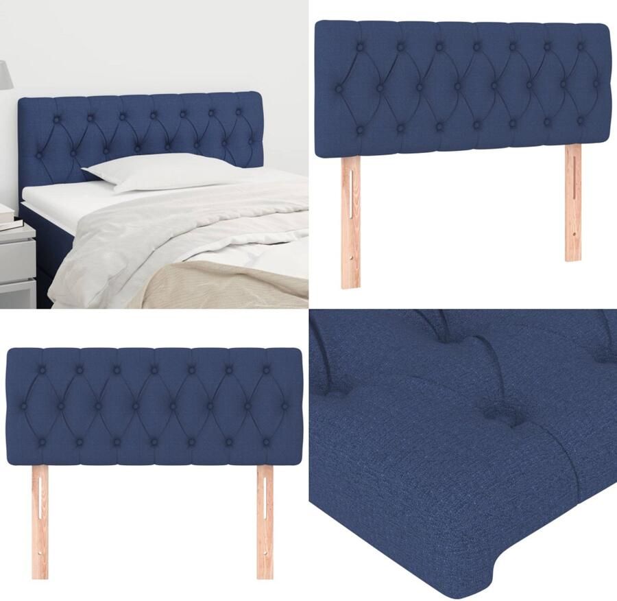 VidaXL Hoofdbord 100x7x78 88 cm stof blauw Hoofdbord Hoofdborden Hoofdeinde Houten Hoofdbord
