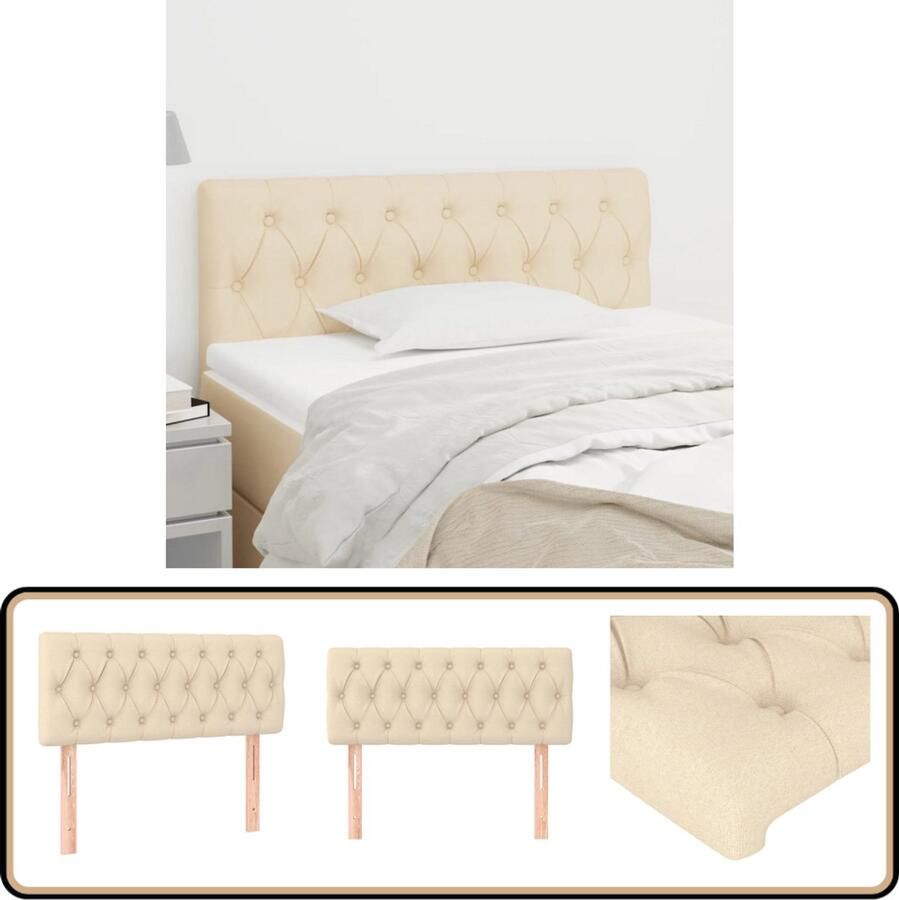 VidaXL Hoofdbord 100x7x78 88 cm Stof crème Hoofd Bord Hoofdkussen Beddecoratie Bedroom Decor Slaapkamervloeren