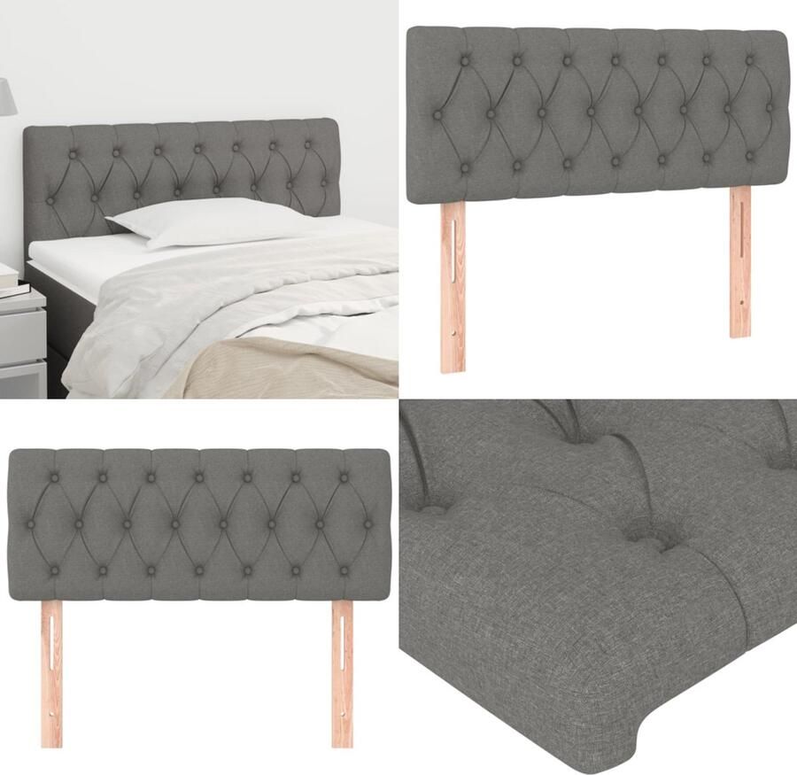 VidaXL Hoofdbord 100x7x78 88 cm stof donkergrijs Hoofdbord Hoofdborden Hoofdeinde Houten Hoofdbord