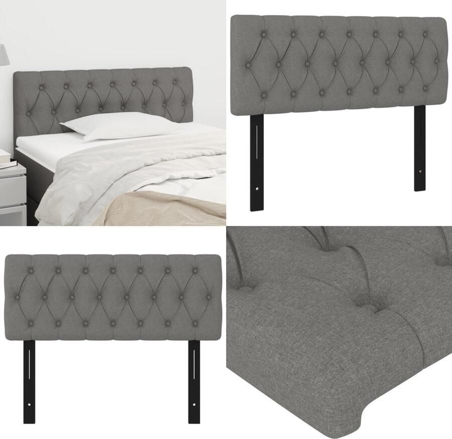VidaXL Hoofdbord 100x7x78 88 cm stof donkergrijs Hoofdbord Hoofdborden Hoofdeinde Houten Hoofdbord