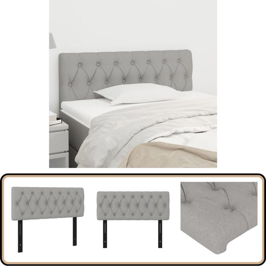 VidaXL Hoofdbord 100x7x78 88 cm Stof Lichtgrijs Hoofdbord Beddecoratie Hoofdkussen Slaapkamer Decoratie Stof Hoofdbord