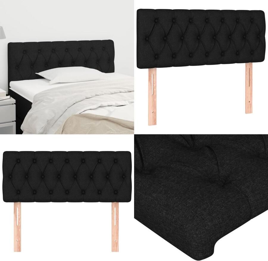 The Living Store Hoofdbord Bedombouw 100 x 7 x 78 88 cm Zwart stof houten poten Hoofd Bord Hoofdeinde Beddecoratie Slaapkamers Zwarte Meubels