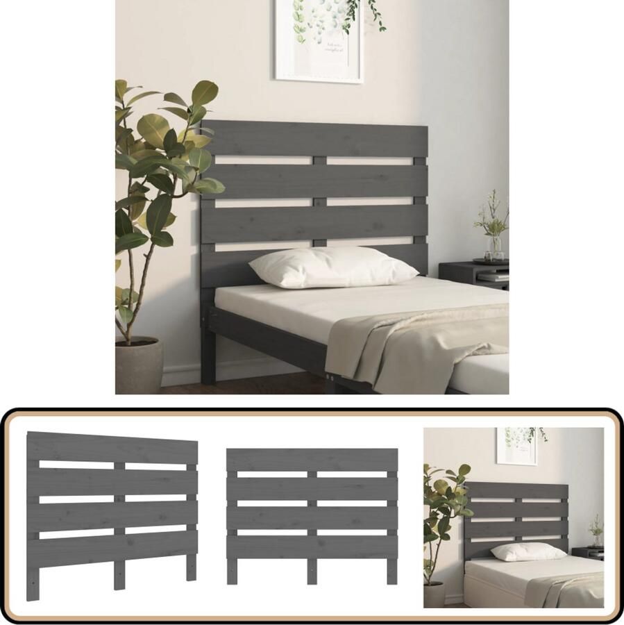 VidaXL Hoofdbord 100x80 cm Massief Grenenhout Grijs Houten Hoofdbord Hoofdeinde Hoofd Bord Grijze Hoofdbord Massief Grenenhout Landelijke Stijl Slaapkamers Bedroom Decor Comfortabel Leeshoek Tv Kijken In Bed
