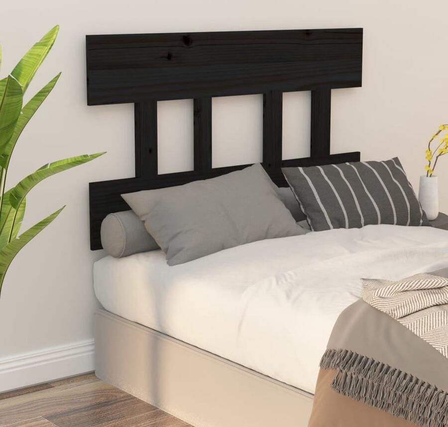 VidaXL Hoofdbord Zwart Massief Grenenhout Hoofdboard Hoofdeinde Houten Hoofdbord Slaapkamerdecoratie Modern Hoofdbord Rustic Interieur Comfort - Foto 2