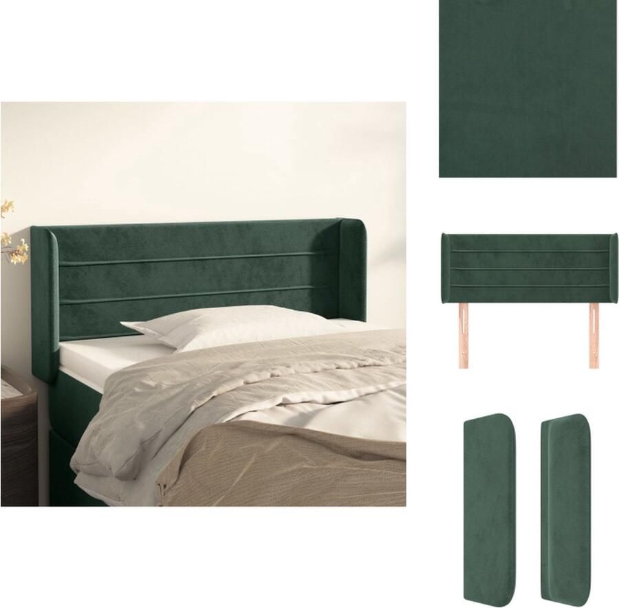 VidaXL Klassieke Hoofdbord Fluweel Stevige Poten Verstelbare Hoogte Comfortabele Ondersteuning Donkergroen 103 x 16 x 78 88 cm Bedonderdeel